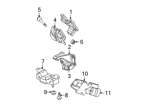 2005 Dodge Ram 2500 Engine & Trans Mounting Engine Support Diagram for 52021137AA