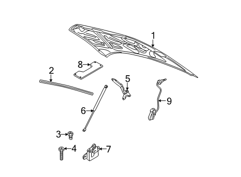 2000 Dodge Intrepid Hood & Components Hood Latch Diagram for 4580180AD