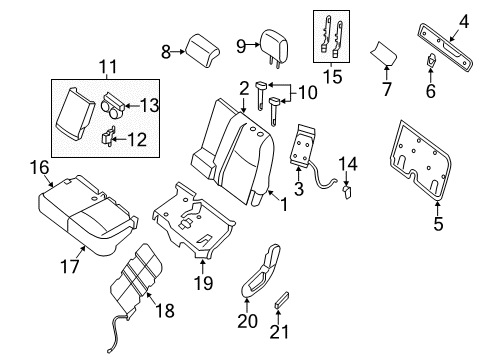 2015 Infiniti QX60 Second Row Seats Headrest Assy-Rear Seat Diagram for 86430-3JA0B