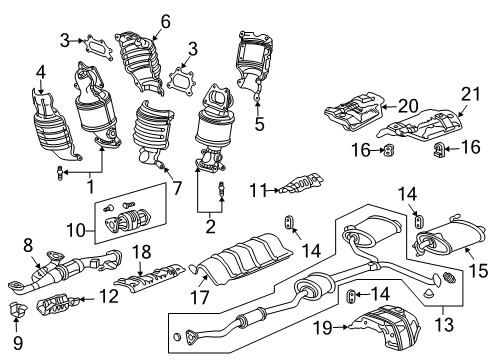 2006 Honda Accord Exhaust Components Muffler, Driver Side Exhuast Diagram for 18035-SDB-A20