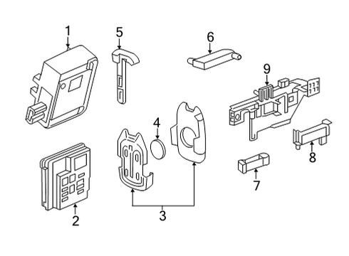 2022 GMC Sierra 3500 HD Keyless Entry Components Transmitter Diagram for 13522854