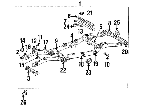 1995 Toyota Land Cruiser Frame & Components Crossmember, Frame, Rear Diagram for 51209-60111