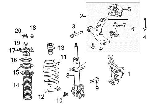 2014 Acura RDX Front Suspension Components, Lower Control Arm, Stabilizer Bar Spring, Left Front Diagram for 51406-TX5-A02