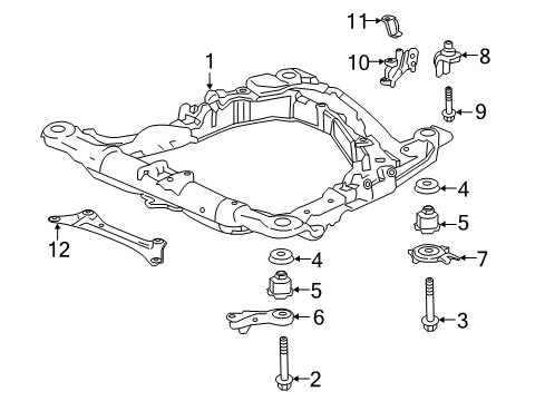 2015 Acura TLX Suspension Mounting - Front Stay, Left Front Diagram for 50266-T2A-A01