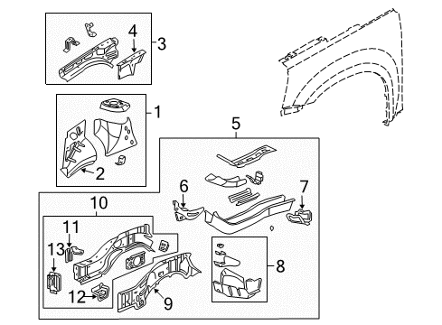 2005 Chevrolet Equinox Structural Components & Rails Upper Rail Diagram for 25903271