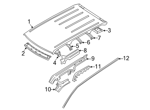 2001 Nissan Quest Roof & Components Weatherstrip-Roof Drip, RH Diagram for 76842-7B000