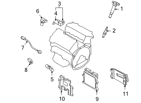 2014 Hyundai Genesis Ignition System Computer Engine Control Module Diagram for 39106-3CBN3