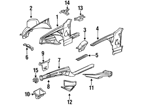 1994 BMW 318i Structural Components & Rails Supporting Strut, Front Wall Left Diagram for 41118122547
