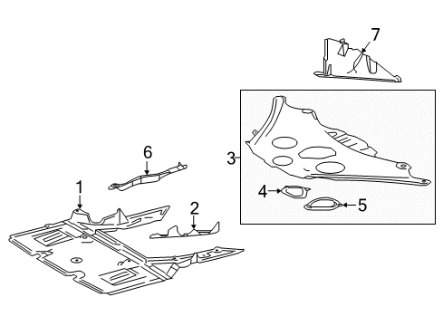 2019 Lexus LC500 Splash Shields Cover, Engine Room Under Diagram for 51454-11020