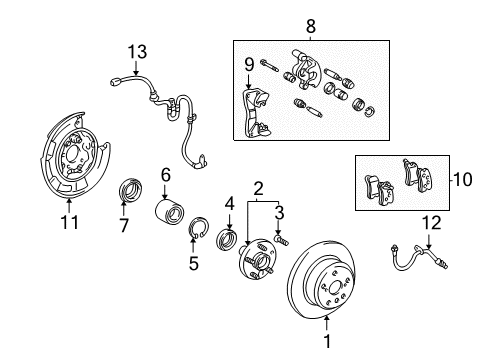 2001 Toyota Highlander Anti-Lock Brakes Caliper Mount Diagram for 47721-48040