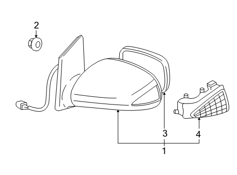 2006 Scion xA Outside Mirrors Mirror Assembly Diagram for 87910-52740-B0