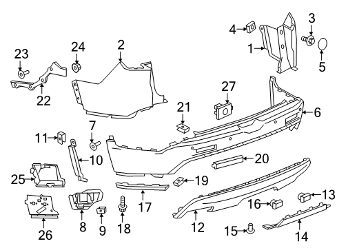 2019 GMC Acadia Rear Bumper Shield Diagram for 23321073