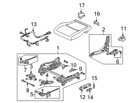 2002 Acura CL Power Seats Boot, Driver Side Reclining (Graphite Black) Diagram for 81538-S3M-A10ZB