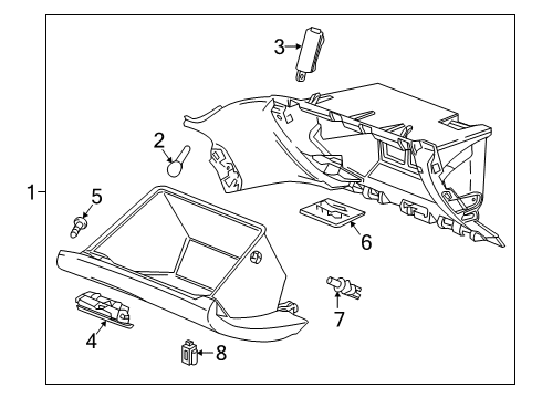 2021 Cadillac XT6 Glove Box Damper Diagram for 23319794