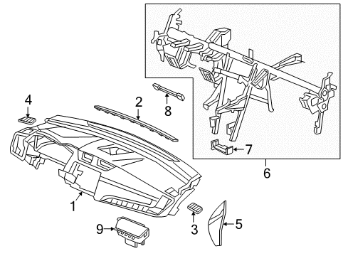 2021 Honda CR-V Cluster & Switches, Instrument Panel Garnish Assy., Defroster *NH900L* (Driver Side) (DEEP BLACK) Diagram for 77470-TLA-A01ZA