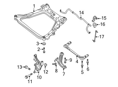 2008 Nissan Sentra Front Suspension Components, Lower Control Arm, Stabilizer Bar STOPPER - INSULATOR, Rebound Diagram for 54342-EN000