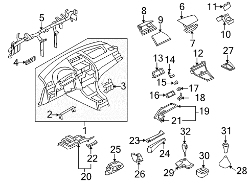 2004 BMW X3 Instrument Panel Cover Drink Holder - Cut-Out, Instrument Panel Diagram for 51453403663