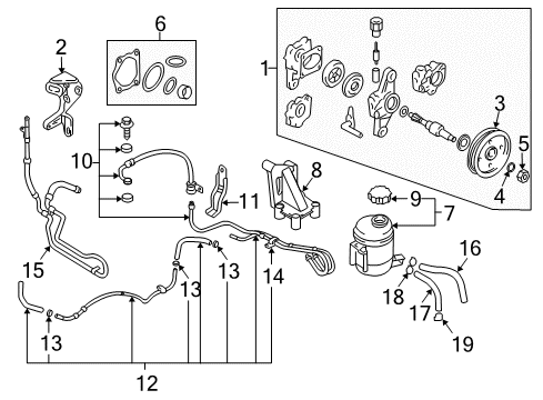 2003 Hyundai Tiburon P/S Pump & Hoses, Steering Gear & Linkage Washer-Spring Diagram for 57128-33500