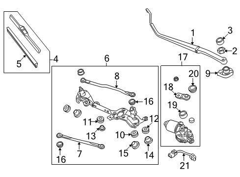 2014 Honda Insight Wiper & Washer Components Rod Unit B Diagram for 76550-TM8-A01