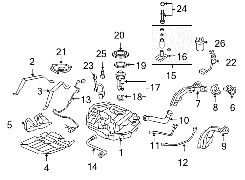 2007 Honda Accord Senders Cover, Fuel Filler Pipe Diagram for 17668-S84-A01