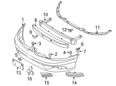 2002 Mitsubishi Galant Front Bumper Bolt Diagram for MS240581