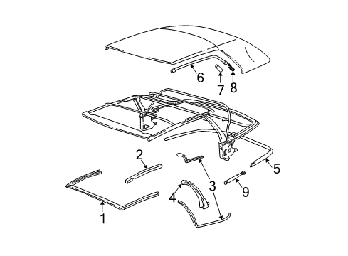 2005 BMW 325Ci Attaching Components - Top Rail For Tension Hanger Diagram for 54318268978