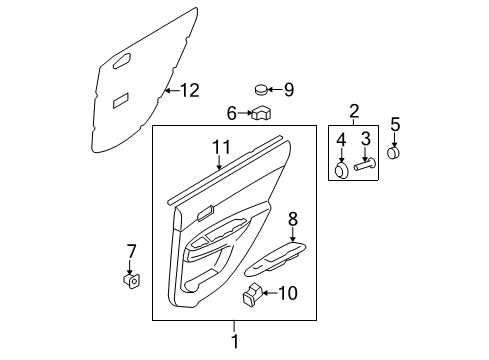 2010 Hyundai Accent Rear Door Cap-Door Pull Handle-Brown Diagram for 82734-3A000-AR