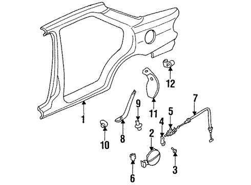 1995 Kia Sephia Quarter Panel & Components Opener-Filler Lid Diagram for 0K20156890