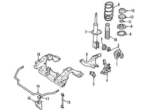 1996 Nissan Pathfinder Front Suspension Components, Lower Control Arm, Stabilizer Bar Spindle KNUCKLE LH Diagram for 40015-0W000