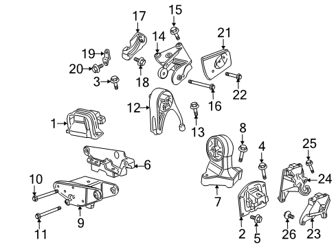 2002 Dodge Stratus Engine & Trans Mounting Support-Engine Support Diagram for 4578019AC