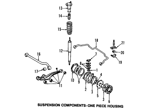 1991 Toyota Land Cruiser Front Suspension Components, Lower Control Arm, Upper Control Arm, Stabilizer Bar Shock Absorber Diagram for 48511-80011