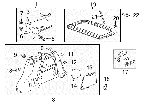 2022 Buick Encore Interior Trim - Quarter Panels Luggage Cover Bumper Diagram for 95413314