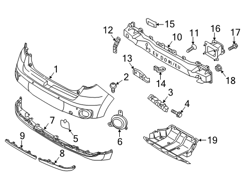 2018 Kia Soul EV Rear Bumper Rear Bumper Lower Cover Diagram for 86612E4000