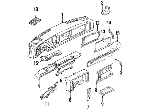1992 GMC Sonoma Instrument Panel Blower Knob Diagram for 16062650