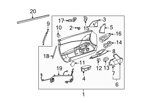 2005 Chevrolet Corvette Door & Components Window Regulator Diagram for 22895756