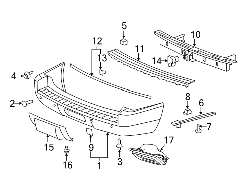 2014 GMC Yukon XL 1500 Rear Bumper Side Bracket Diagram for 10355547