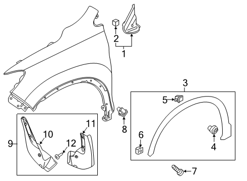 2017 Honda Ridgeline Exterior Trim - Fender Garnish Assy., L. FR. Pillar Corner Diagram for 75495-T6Z-A01