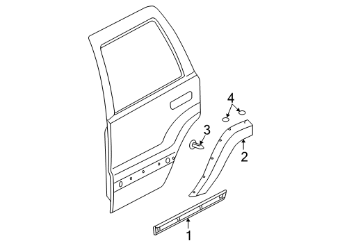 2006 Jeep Commander Exterior Trim - Rear Door Flare-Rear Door Diagram for 5JP90TZZAF