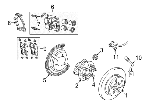 2011 Ram Dakota Brake Components Shield-Splash Diagram for 52855011AD