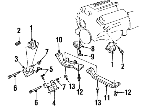 1998 Pontiac Firebird Engine & Trans Mounting Transmission Mount Diagram for 22174970