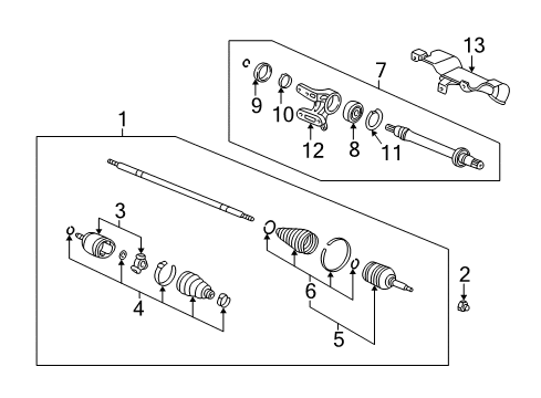 2008 Honda Element Drive Axles - Front Joint Set, Outboard Diagram for 44014-SCV-A91