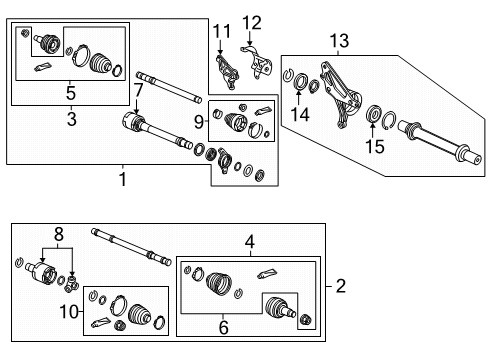 2022 Honda Ridgeline Drive Axles - Front JOINT SET, OUTBOARD Diagram for 44014-TRX-A01