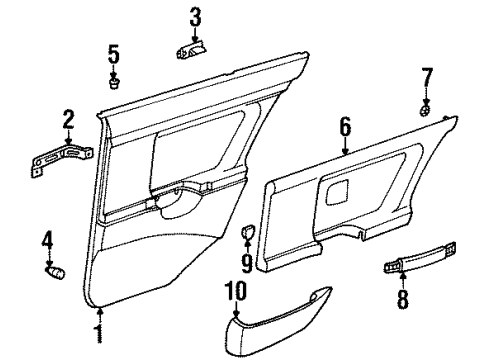 1992 BMW 325i Interior Trim - Rear Door Door Trim Panel, Rear, Left Diagram for 51428165683