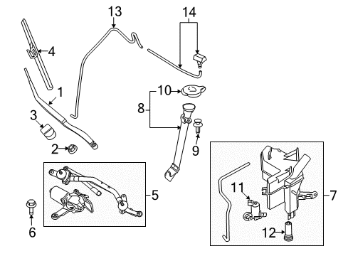2021 Nissan Murano Wiper & Washer Components Inlet-Washer Tank Diagram for 28915-5AA0A