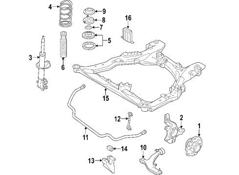 2004 Nissan Quest Front Suspension Components, Lower Control Arm, Stabilizer Bar Bound Bumper Assembly Diagram for 54050-CK000