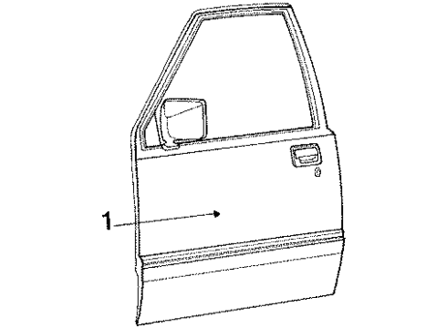 1989 Mitsubishi Mighty Max Door & Components Outside Rearview Mirror Diagram for MB476282