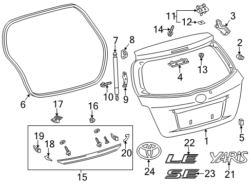 2014 Toyota Yaris Lift Gate & Hardware, Exterior Trim Striker Diagram for 69430-52050