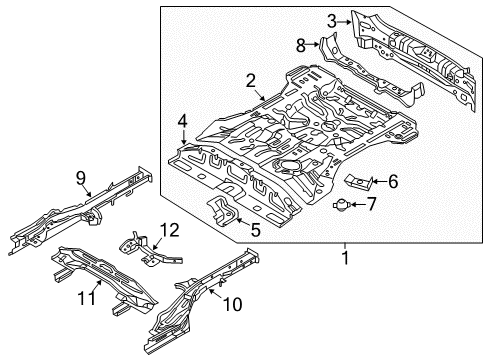 2015 Kia Sportage Rear Body & Floor Member Assembly-Rear Floor Diagram for 657103W070