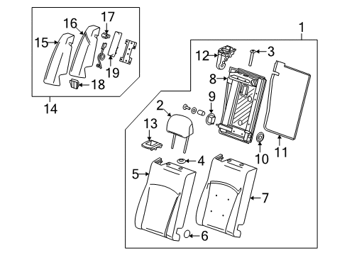 2012 Buick LaCrosse Rear Seat Components Latch Diagram for 13263581