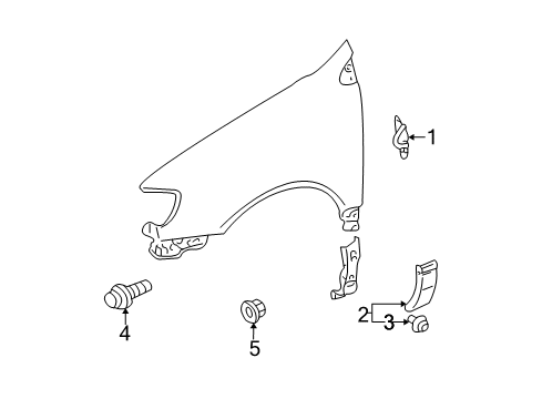 1998 Toyota Sienna Exterior Trim - Fender Upper Molding Diagram for 75622-08020